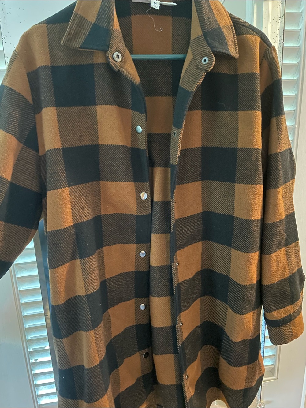 Sz M - Steve Madden Black and Brown Plaid Shacket